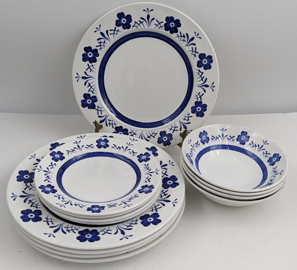 J & G Meakin England Country Delft Blue and White Dish Set Plates Bowls 13pc
